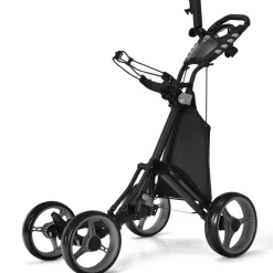 Tangkula Golf Push Pull Cart, Lightweight Aluminum Collapsible 4 Wheels Golf Push Cart, Golf Trolley with Waterproof Bag & Foot Brake