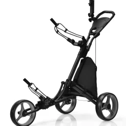 Tangkula Golf Push Pull Cart, Lightweight Aluminum Collapsible 3 Wheels Golf Push Cart, Golf Trolley w/Storage Bag