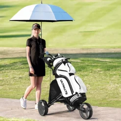 Tangkula Golf Push Pull Cart, Lightweight Aluminum Collapsible 3 Wheels Golf Push Cart, Golf Trolley w/Storage Bag