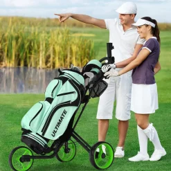 Tangkula Golf Push Pull Cart, Lightweight Aluminum Collapsible 3 Wheels Golf Push Cart