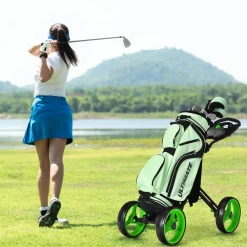 Tangkula Golf Push Pull Cart, Lightweight Aluminum Collapsible Golf Push Cart with 4 Wheels
