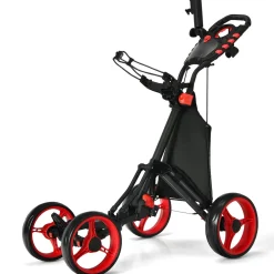 Tangkula Golf Push Pull Cart, Lightweight Aluminum Collapsible 4 Wheels Golf Push Cart, Golf Trolley with Waterproof Bag & Foot Brake