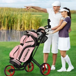 Tangkula Golf Push Pull Cart, Lightweight Aluminum Collapsible 3 Wheels Golf Push Cart