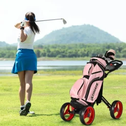 Tangkula Golf Push Pull Cart, Lightweight Aluminum Collapsible Golf Push Cart with 4 Wheels