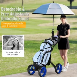 Tangkula Golf Push Pull Cart, Lightweight Aluminum Collapsible Golf Push Cart with 4 Wheels