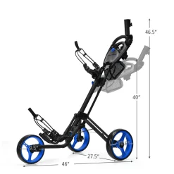 Tangkula Golf Push Pull Cart, Lightweight Aluminum Collapsible 3 Wheels Golf Push Cart