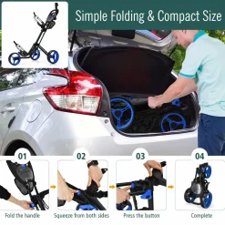Tangkula Golf Push Pull Cart, Lightweight Aluminum Collapsible 3 Wheels Golf Push Cart