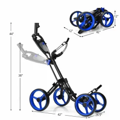 Tangkula Golf Push Pull Cart, Lightweight Aluminum Collapsible Golf Push Cart with 4 Wheels