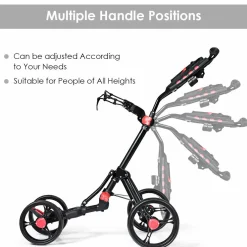 Tangkula Golf Push Pull Cart, 4 Wheels Foldable Collapsible Golf Trolley with Umbrella Holder, Foot Brake, Scorecard & Drink Holder