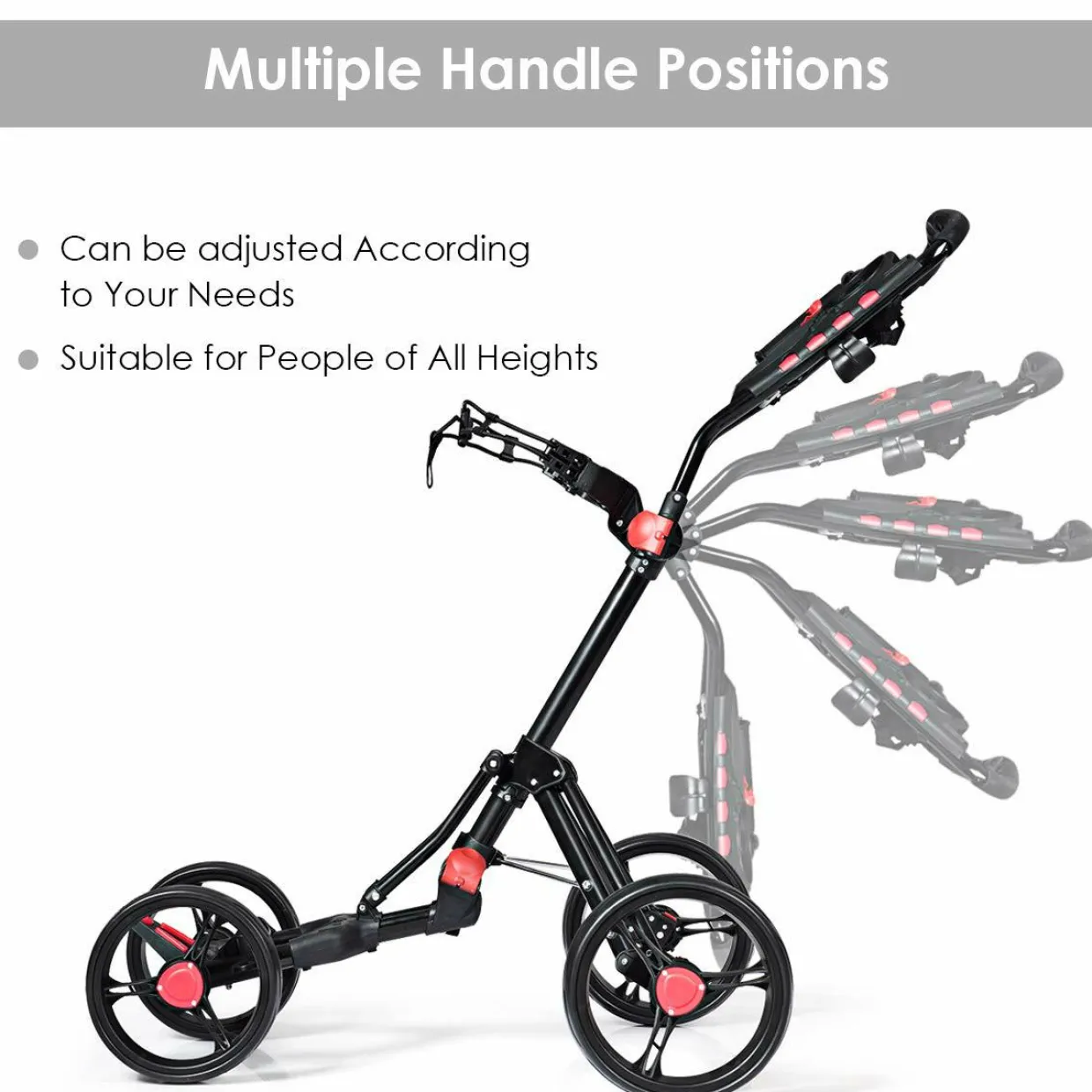 Tangkula Golf Push Pull Cart, 4 Wheels Foldable Collapsible Golf Trolley with Umbrella Holder, Foot Brake, Scorecard & Drink Holder