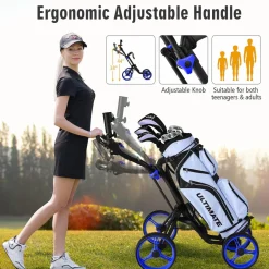 Tangkula Golf Push Pull Cart, Lightweight Aluminum Collapsible Golf Push Cart with 4 Wheels