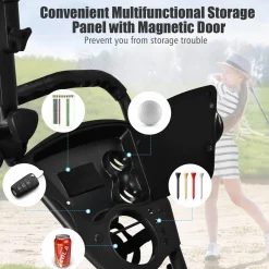 Tangkula Golf Push Pull Cart, Lightweight Aluminum Collapsible 3 Wheels Golf Push Cart, Golf Trolley w/Storage Bag