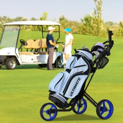 Tangkula Golf Push Pull Cart, Lightweight Aluminum Collapsible 3 Wheels Golf Push Cart