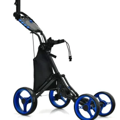 Tangkula Golf Push Pull Cart, Lightweight Aluminum Collapsible 4 Wheels Golf Push Cart, Golf Trolley with Waterproof Bag & Foot Brake