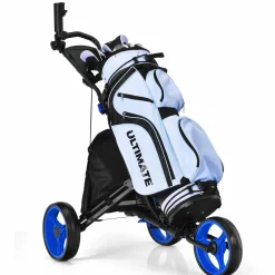 Tangkula Golf Push Pull Cart, Lightweight Aluminum Collapsible 3 Wheels Golf Push Cart, Golf Trolley w/Storage Bag