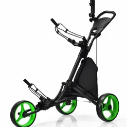 Tangkula Golf Push Pull Cart, Lightweight Aluminum Collapsible 3 Wheels Golf Push Cart, Golf Trolley w/Storage Bag