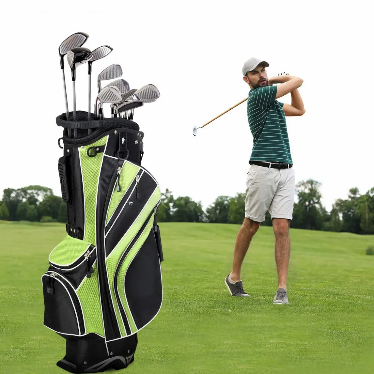 Tangkula Golf Stand Bag for Men & Women, Golf Carry Bag with 6 Way Divider Carry Organizer Pockets Storage