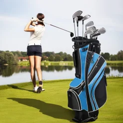 Tangkula Golf Stand Bag for Men & Women, Golf Carry Bag with 6 Way Divider Carry Organizer Pockets Storage