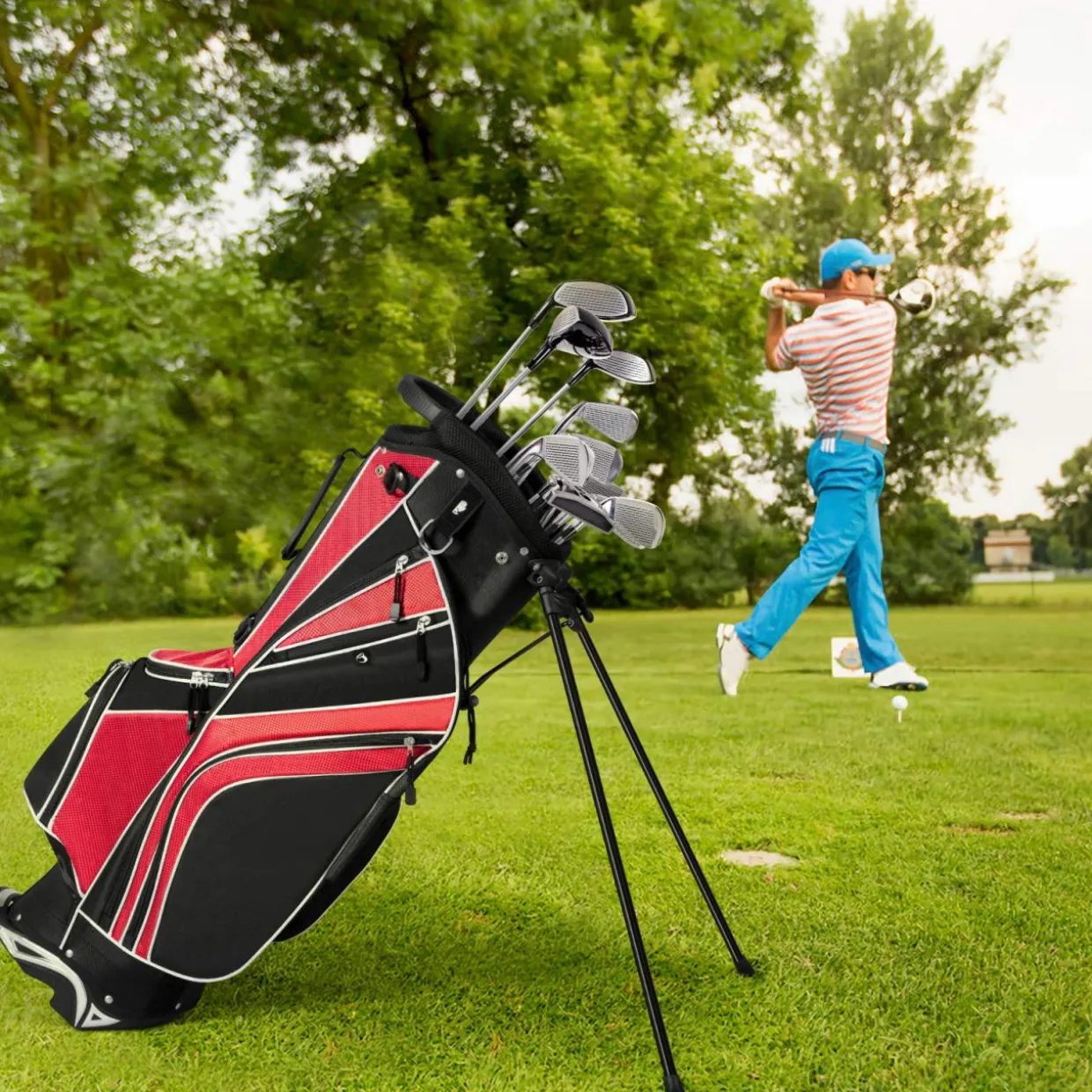 Tangkula Golf Stand Bag for Men & Women, Golf Carry Bag with 6 Way Divider Carry Organizer Pockets Storage
