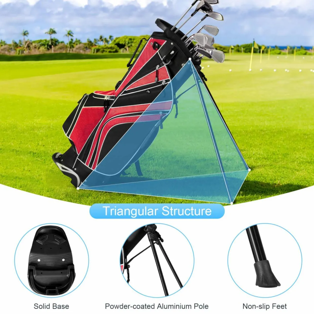 Tangkula Golf Stand Bag for Men & Women, Golf Carry Bag with 6 Way Divider Carry Organizer Pockets Storage