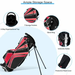 Tangkula Golf Stand Bag for Men & Women, Golf Carry Bag with 6 Way Divider Carry Organizer Pockets Storage