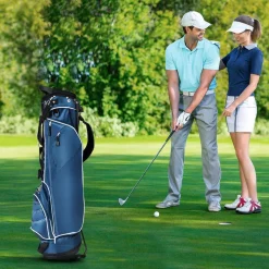 Tangkula Golf Stand Bag, Lightweight Organized Golf Bag, Easy Carry Shoulder Bag with 3 Way Dividers and 4 Pockets for Extra Storage