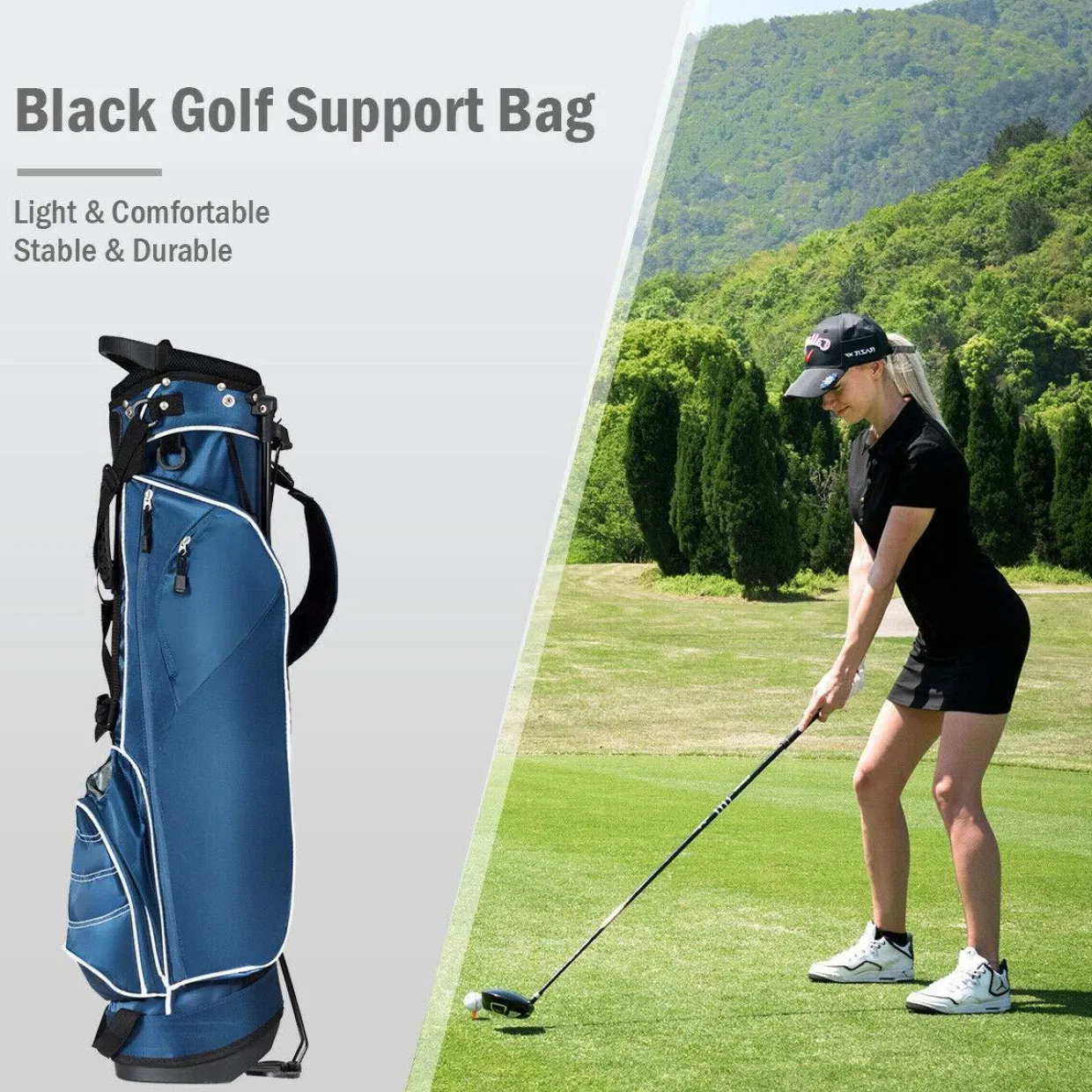 Tangkula Golf Stand Bag, Lightweight Organized Golf Bag, Easy Carry Shoulder Bag with 3 Way Dividers and 4 Pockets for Extra Storage