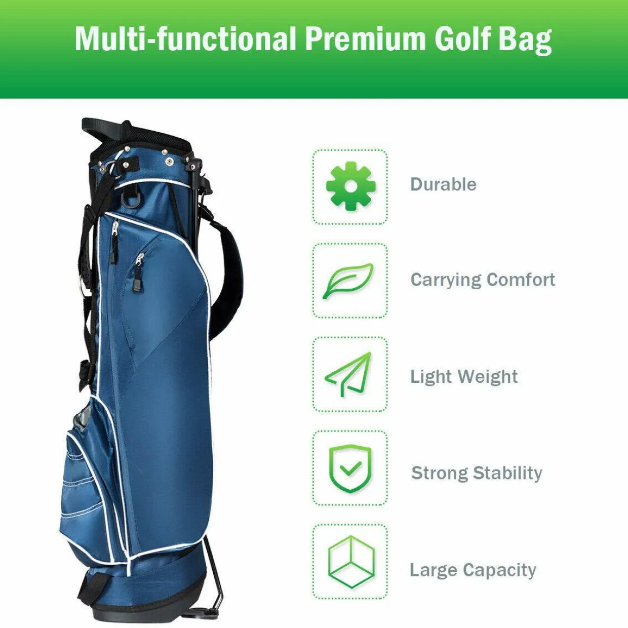 Tangkula Golf Stand Bag, Lightweight Organized Golf Bag, Easy Carry Shoulder Bag with 3 Way Dividers and 4 Pockets for Extra Storage