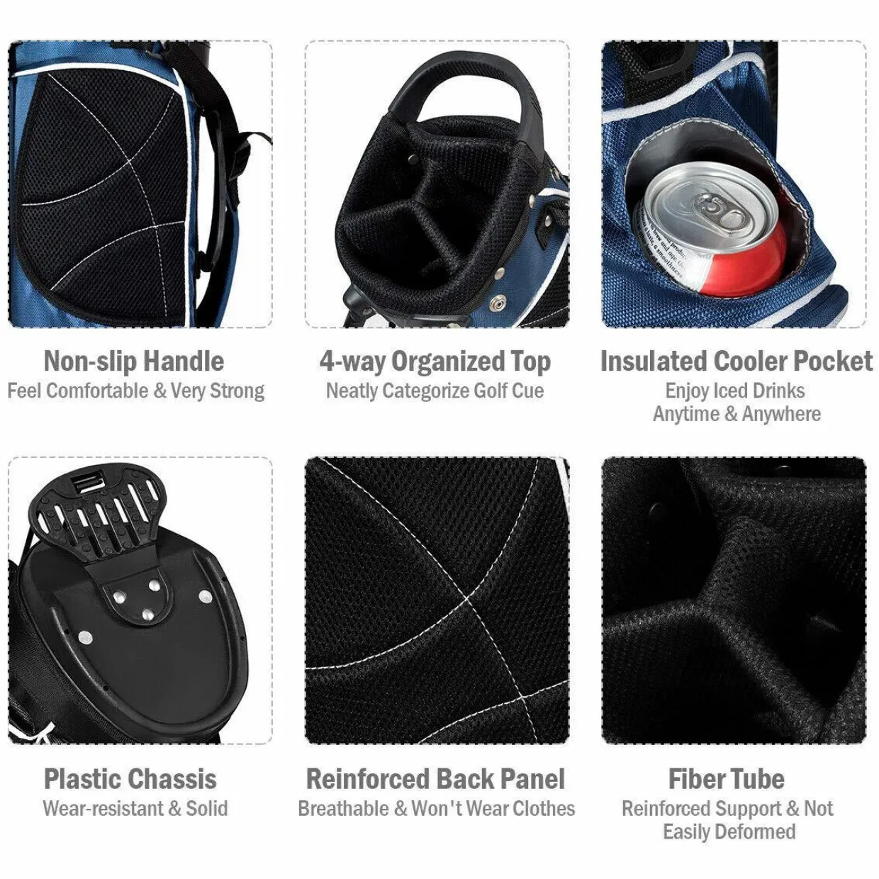 Tangkula Golf Stand Bag, Lightweight Organized Golf Bag, Easy Carry Shoulder Bag with 3 Way Dividers and 4 Pockets for Extra Storage