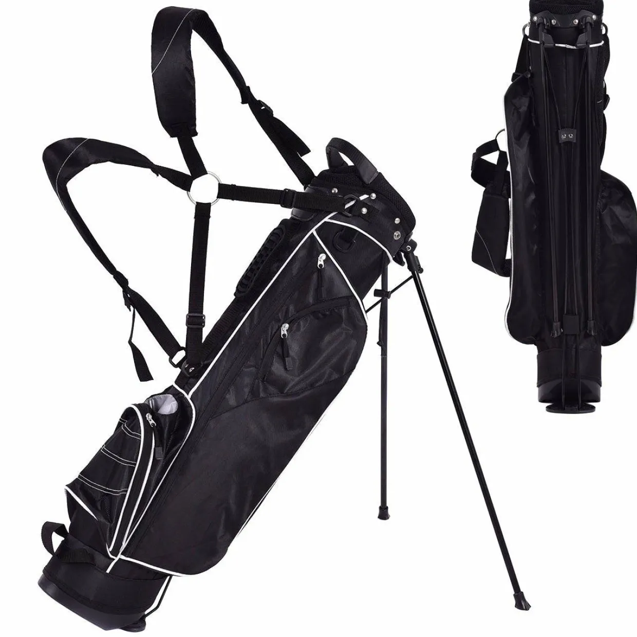Tangkula Golf Stand Bag, Lightweight Organized Golf Bag, Easy Carry Shoulder Bag with 3 Way Dividers and 4 Pockets for Extra Storage