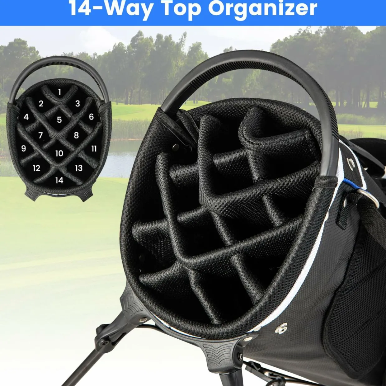 Tangkula Golf Stand Bag with 14 Way Top Dividers