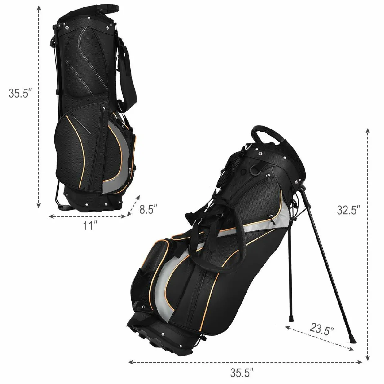 Tangkula Golf Stand Bag with 8 Way Divider, Portable Golf Bag, Women's Men's Golf Bag, Black