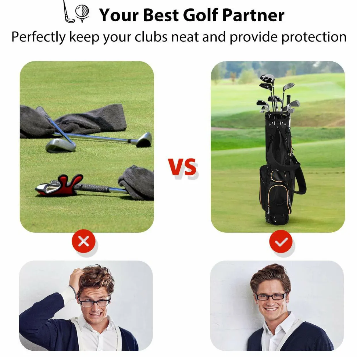 Tangkula Golf Stand Bag with 8 Way Divider, Portable Golf Bag, Women's Men's Golf Bag, Black