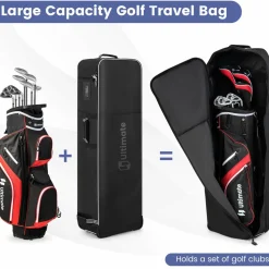 Tangkula Golf Travel Bag with Wheels, Heavy Duty 600D Oxford Fabric with Name Card Holder