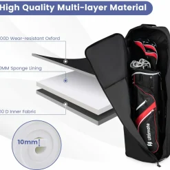 Tangkula Golf Travel Bag with Wheels, Heavy Duty 600D Oxford Fabric with Name Card Holder