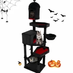 Tangkula Gothic Cat Tree, 80 Inch Tall Cat Tower with Sisal Covered Scratching Posts