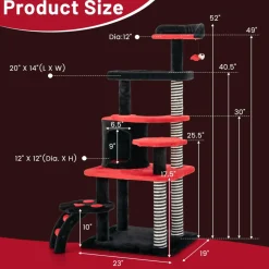 Tangkula Gothic Cat Tree, 52 Inch Black Cat Tower with Coffin Cat Bed, Cat Condo, Spooky Goth Cat Tree for Indoor Cats