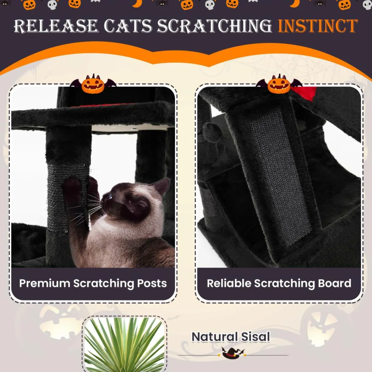 Tangkula Gothic Cat Tree, 67 Inch Tall Cat Tower with Sisal Scratching Posts and Ladder