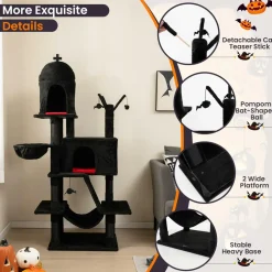 Tangkula Gothic Cat Tree, 67 Inch Tall Cat Tower with Sisal Scratching Posts and Ladder