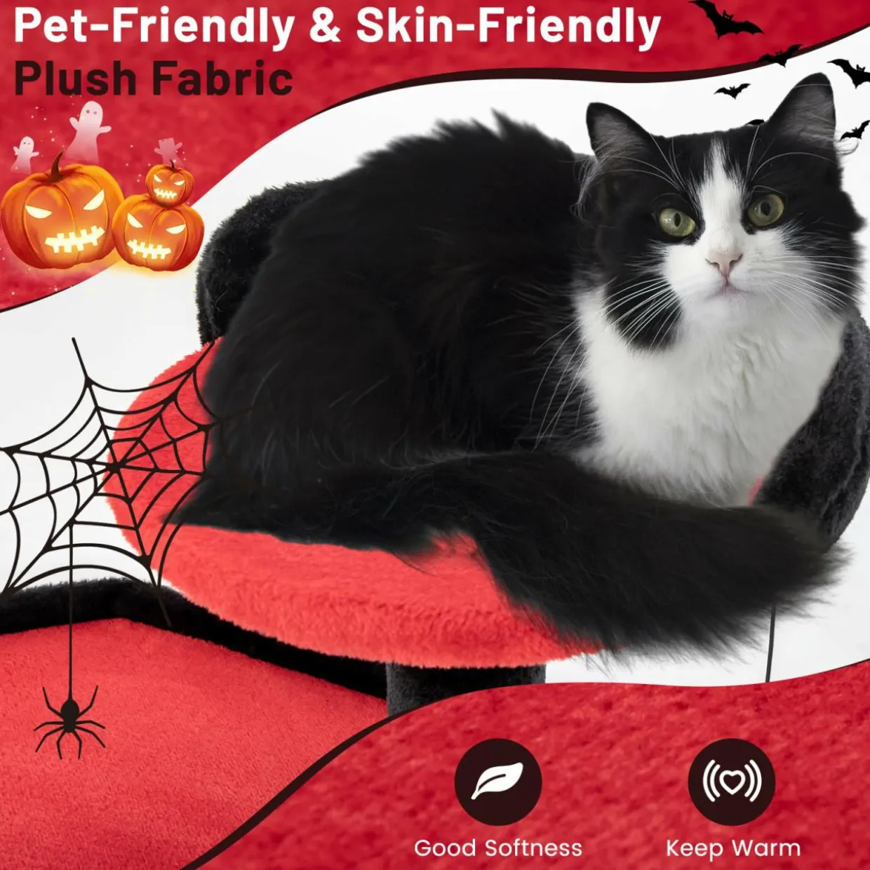 Tangkula Gothic Cat Tree, 52 Inch Black Cat Tower with Coffin Cat Bed, Cat Condo, Spooky Goth Cat Tree for Indoor Cats