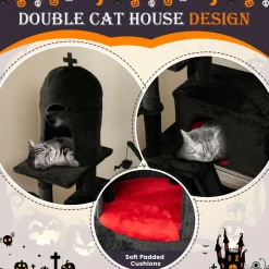 Tangkula Gothic Cat Tree, 67 Inch Tall Cat Tower with Sisal Scratching Posts and Ladder