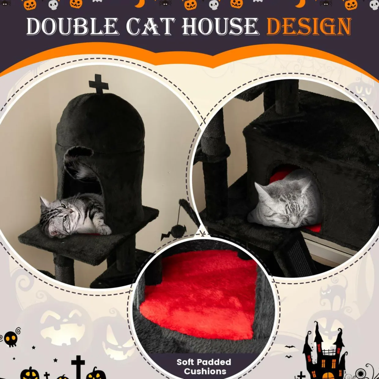 Tangkula Gothic Cat Tree, 67 Inch Tall Cat Tower with Sisal Scratching Posts and Ladder