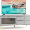 Tangkula Gray TV Stand for 55-Inch TV, 47.5” TV Console Table with Drawers