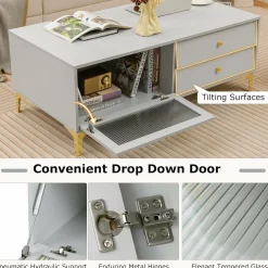 Tangkula Gray TV Stand for 55-Inch TV, 47.5” TV Console Table with Drawers