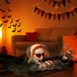 Tangkula Halloween Animated Zombie Groundbreaker, Voice Activated Climbing Zombie with Light up Eyes & Creepy Sound