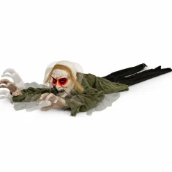 Tangkula Halloween Animated Zombie Groundbreaker, Voice Activated Climbing Zombie with Light up Eyes & Creepy Sound