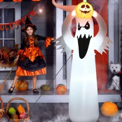 Tangkula Halloween Decorations, Halloween Inflatable Ghost With Led Lights