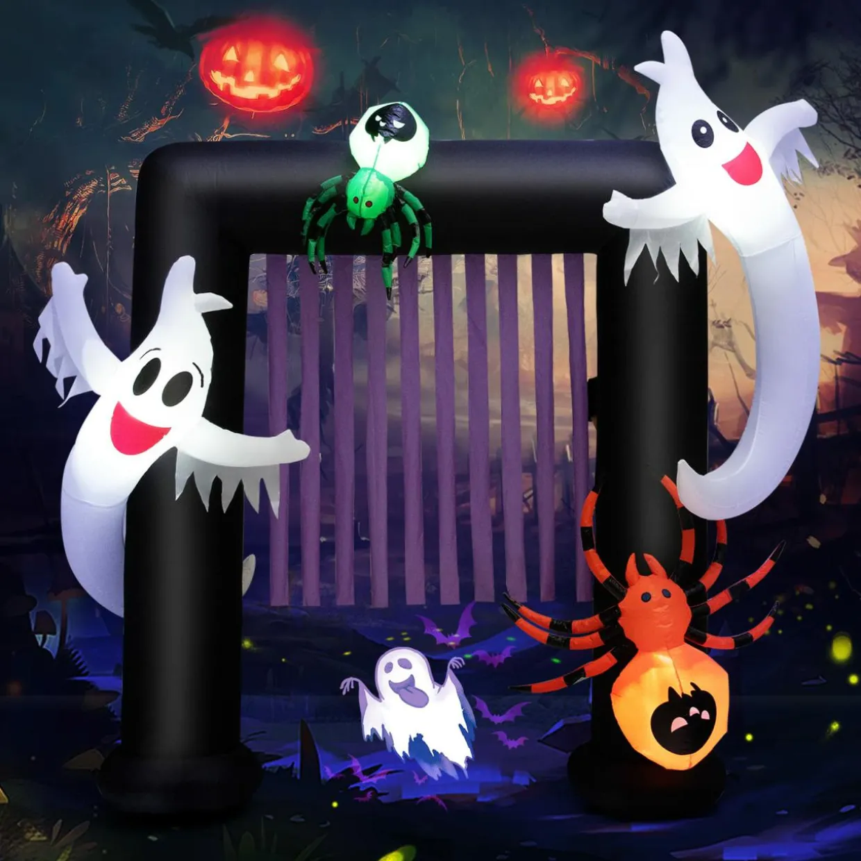 Tangkula Halloween Decorations, Halloween Inflatable Ghost With Led Lights