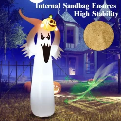 Tangkula Halloween Decorations, Halloween Inflatable Ghost With Led Lights
