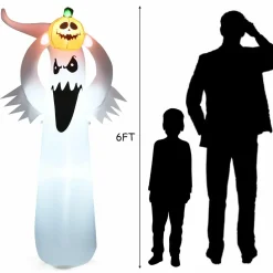Tangkula Halloween Decorations, Halloween Inflatable Ghost With Led Lights
